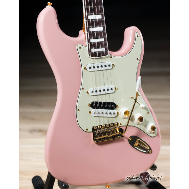 Shelton SkyFlite IV Swamp Ash w/ Porter Pickups, Flame Maple & RW – Shell Pink