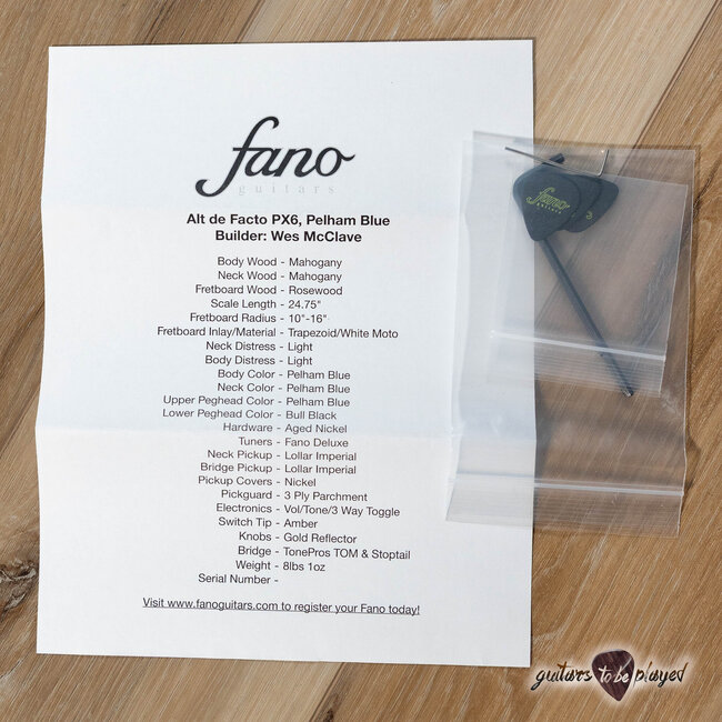Fano PX6 Alt de Facto Mahogany Set Neck Guitar w/ Lollar Imperials – Pelham Blue