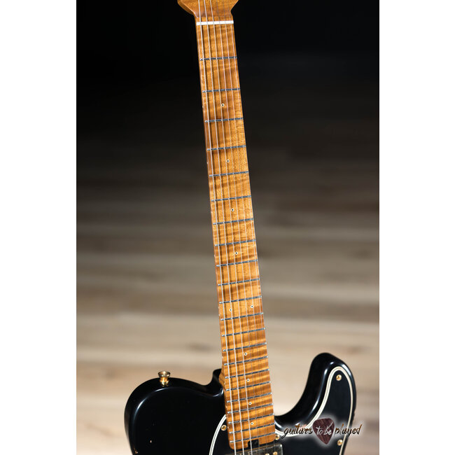 Shabat Lion Special Mahogany Humbucker Guitar w/ Flame Maple Neck – Black