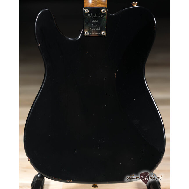 Shabat Lion Special Mahogany Humbucker Guitar w/ Flame Maple Neck – Black