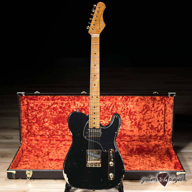Shabat Lion Standard Swamp Ash T-Style w/ Humbucker & Maple Neck – Black