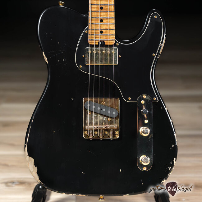Shabat Lion Standard Swamp Ash T-Style w/ Humbucker & Maple Neck – Black