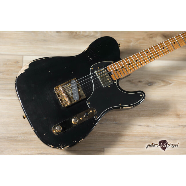Shabat Lion Standard Swamp Ash T-Style w/ Humbucker & Maple Neck – Black