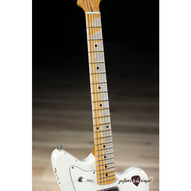 Fano JM6 Alt de Facto Lollar Mini HB/Imperial Guitar – Olympic White w/ Gold Stripes