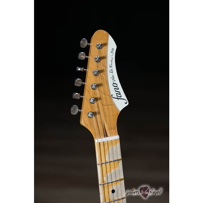 Fano JM6 Alt de Facto Lollar Mini HB/Imperial Guitar – Olympic White w/ Gold Stripes