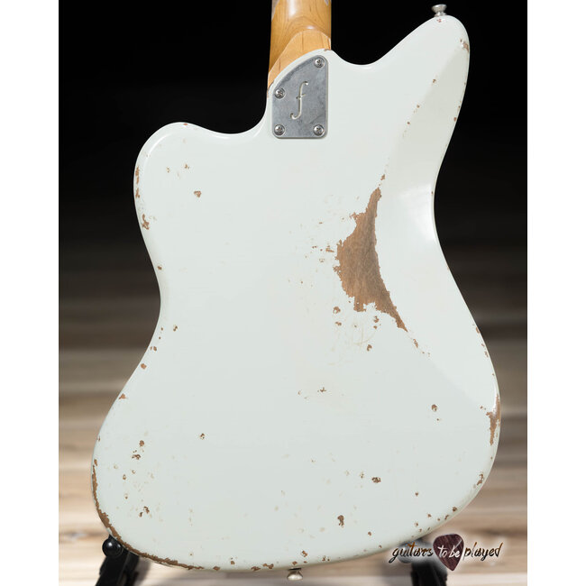 Fano JM6 Alt de Facto Lollar Mini HB/Imperial Guitar – Olympic White w/ Gold Stripes