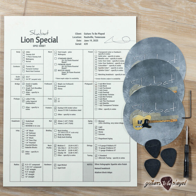 Shabat Lion Special Humbucker Guitar w/ Flame Maple & Ebony –Holographic Sparkle