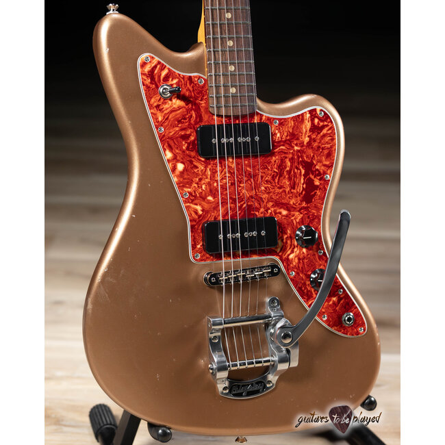 Fano JM6 Alt de Facto Lollar P-90 Guitar w/ Bigsby & Case – Firemist Gold