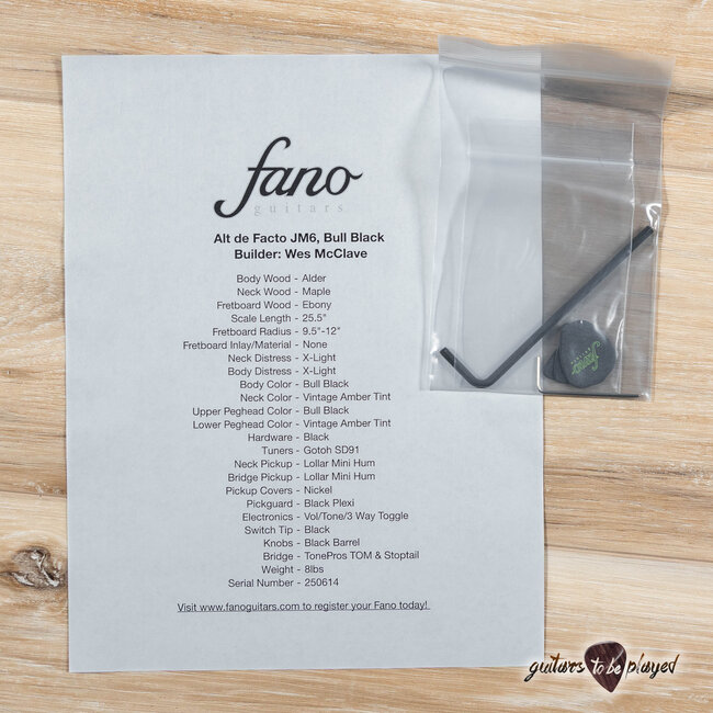 Fano JM6 Alt de Facto Lollar Mini Humbuckers w/ Ebony Fretboard – Bull Black