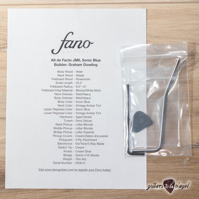 Fano JM6 Alt de Facto HSS Trem Guitar w/ Lollar Blondes & Imperial – Sonic Blue