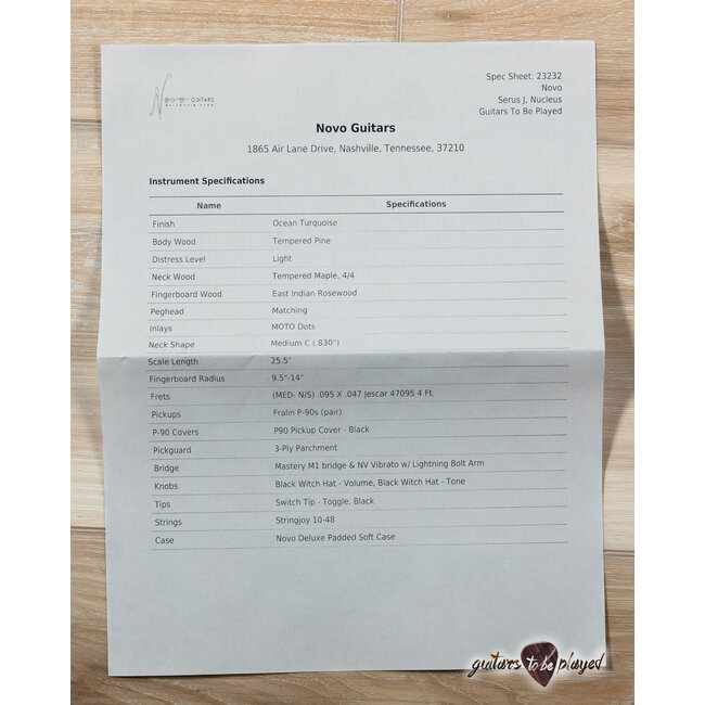 Novo Nucleus Serus J Guitar w/ Fralin P-90s – Ocean Turquoise