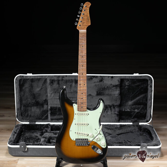 Xotic XSC-1 Alder S-Style w/ Roasted Flame Maple Neck – 2-Tone Burst