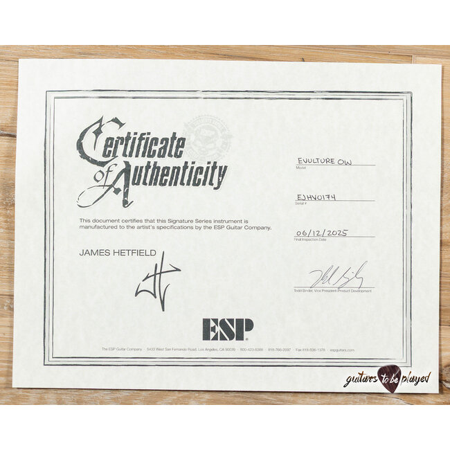 ESP Vulture James Hetfield Signature Custom Shop Guitar w/ Case – Olympic White