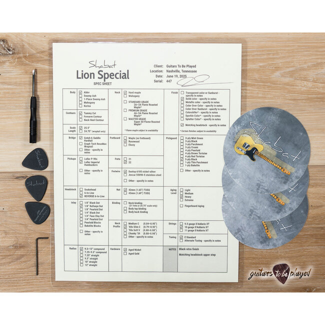 Shabat Lion Special HB Alder Body  25.5 Reverse Headstock - Black