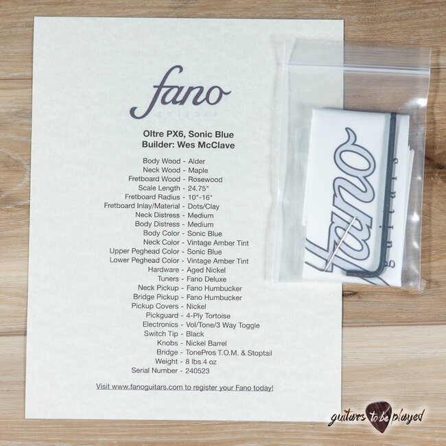 Fano PX6 Oltre Humbucker Guitar w/ Gigbag – Sonic Blue