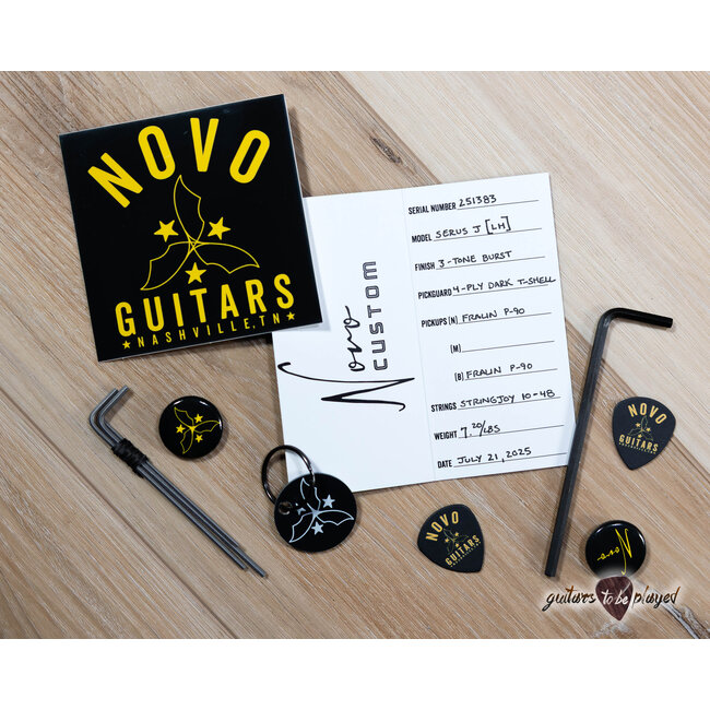 Novo Custom Serus J Left-Handed Guitar w/ Fralin P-90s – 3-Tone Burst