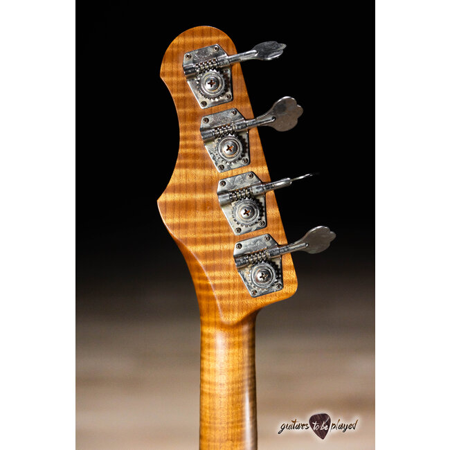 Shabat Panther P-Bass w/ Roasted Flame Maple & Rosewood – Fiesta Red over 3TSB