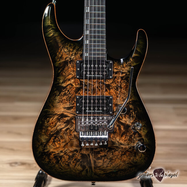 ESP Horizon FR CTM Burl Top Floyd Rose Guitar w/ Case – See Thru Black Burst