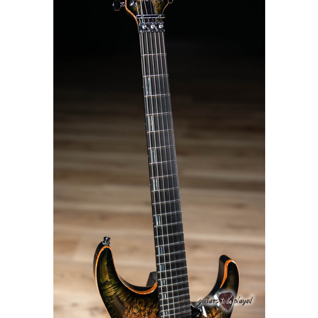 ESP Horizon FR CTM Burl Top Floyd Rose Guitar w/ Case – See Thru Black Burst