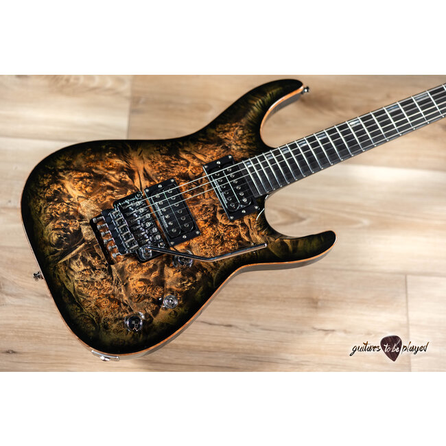 ESP Horizon FR CTM Burl Top Floyd Rose Guitar w/ Case – See Thru Black Burst