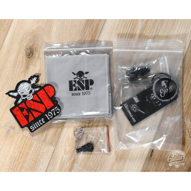 ESP E-II SN-II Left-Handed Burled Maple Top Guitar w/ Case – Nebula Black Burst