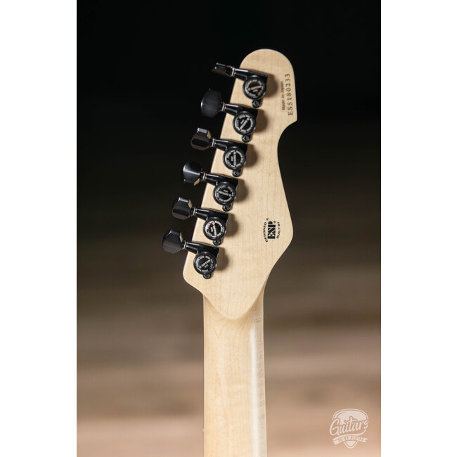 ESP E-II SN-II Left-Handed Burled Maple Top Guitar w/ Case – Nebula Black Burst