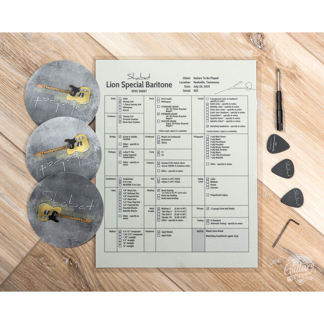 Shabat Lion Special Swamp Ash Baritone w/ Ebony Fretboard & Lollar P-90s – Black