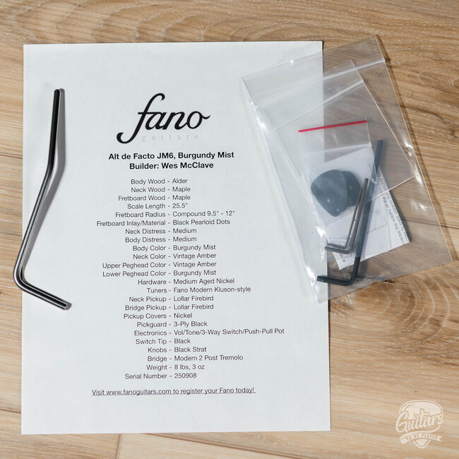 Fano JM6 Alt de Facto Lollar Firebird Tremolo Guitar w/ Case – Burgundy Mist