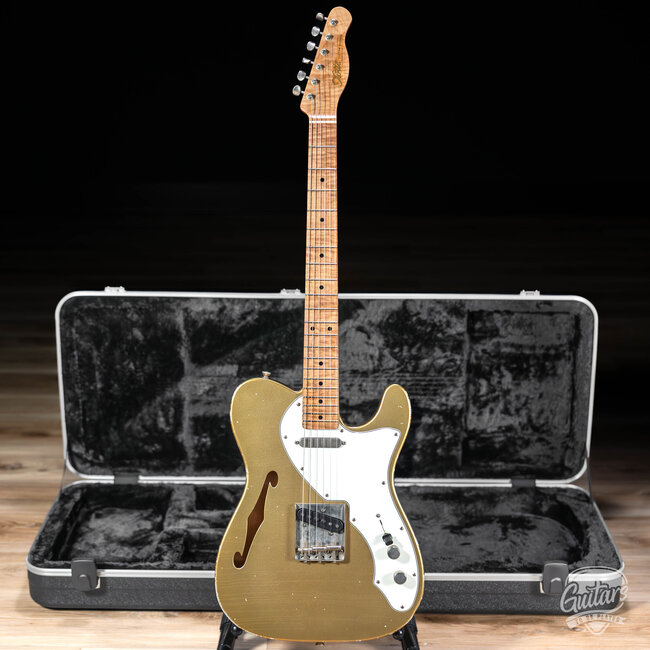 Xotic XTC-TL Alder Thinline T-Style w/ Roasted Flame Maple Neck – Aztec Gold