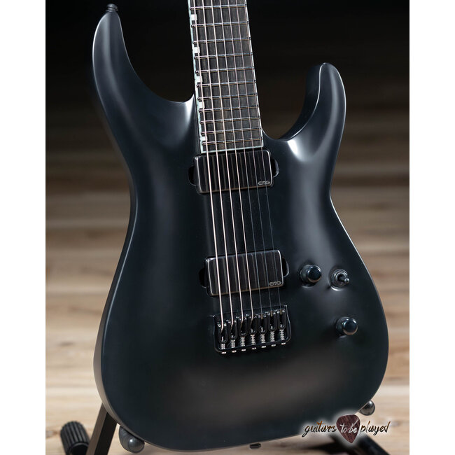 ESP E-II Horizon NT-7B Hipshot 7-String Baritone Guitar w/ Case – Black Satin