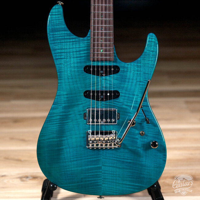 Ibanez MMN1 Martin Miller Signature Guitar w/ Case – Transparent Aqua Blue