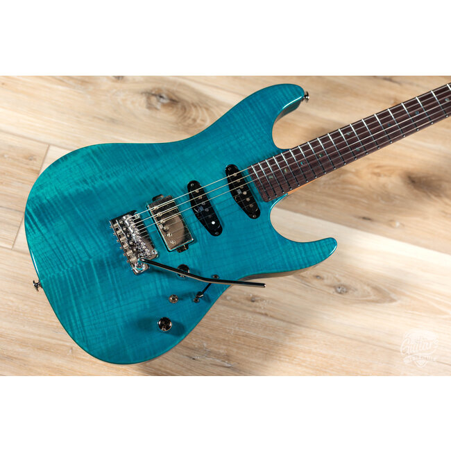 Ibanez MMN1 Martin Miller Signature Guitar w/ Case – Transparent Aqua Blue