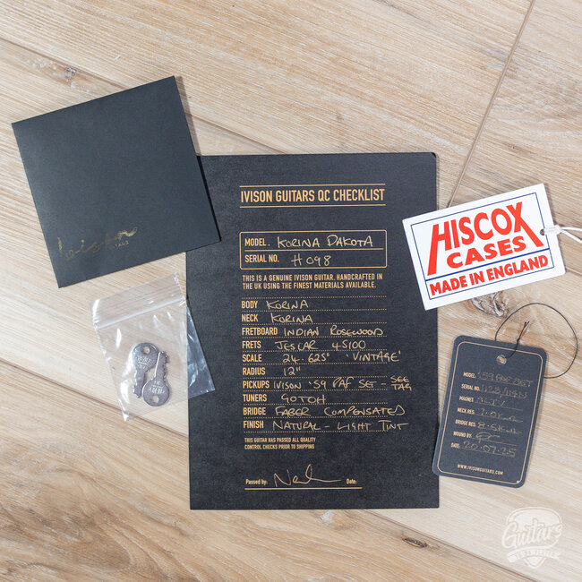 Ivison Dakota Standard Korina w/ Mahogany Neck & '59 PAF Set – Natural Tint