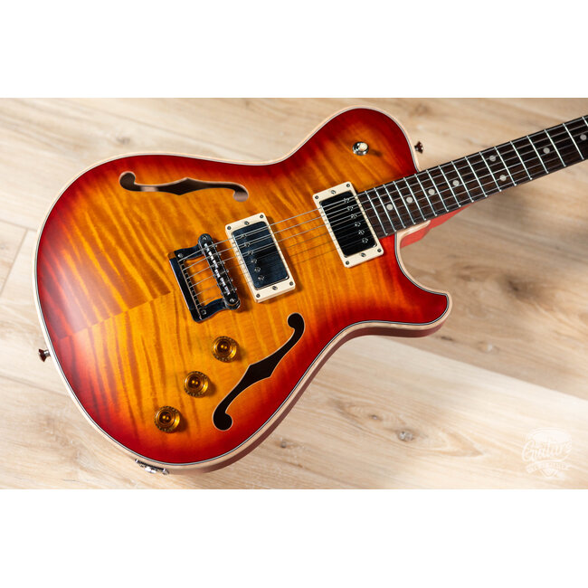 Knaggs Chena T2 Flame Top Hollowbody Guitar – CherryBurst