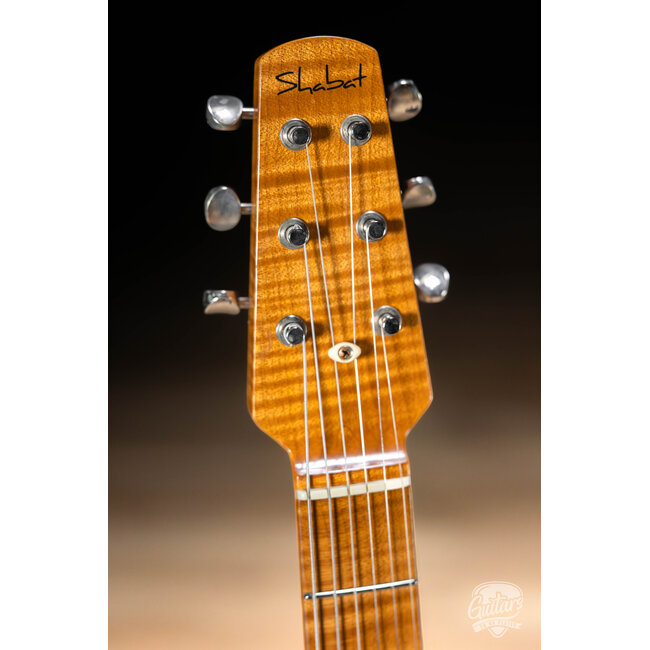 Shabat Lynx HSS Alder S-Style w/ Flame Maple & Snakehead – Blue Marlin Sparkle