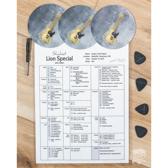 Shabat Lion Special Sugar Pine T-Style w/ Alnico Pole P-90 & Novel 90 – Black