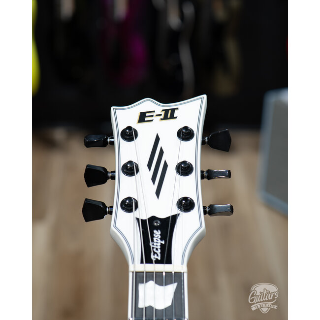 ESP E-II Eclipse EMG Electric Guitar w/ Case – Snow White Satin (B-stock)