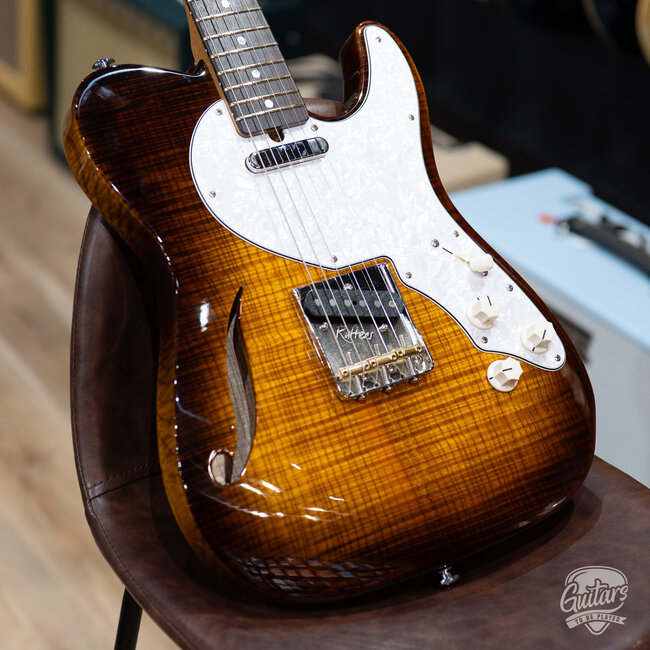 CP Thornton Thinline Classic II Fiddleback Olive Ash w/ Ellis PUs –Tobacco Burst