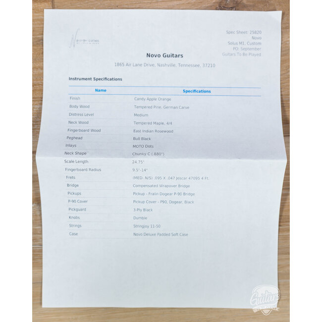 Novo Custom Solus M1 w/ Chunky C Neck & Fralin P-90 – Candy Apple Orange