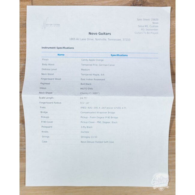 Novo Custom Solus M1 w/ Chunky C Neck & Fralin P90 - Candy Apple Orange