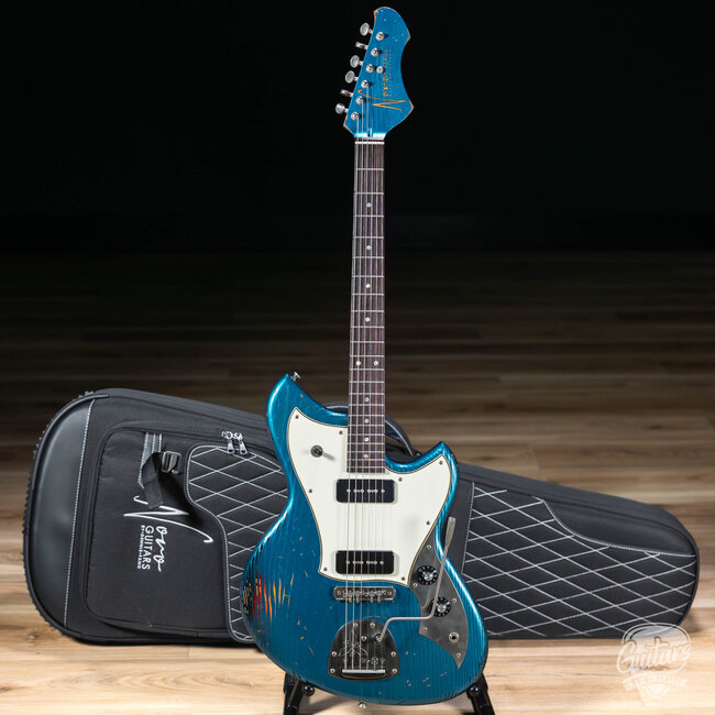 Novo Dealer Limited Nucleus Serus J Guitar – Lake Placid Blue over 3-Tone Burst