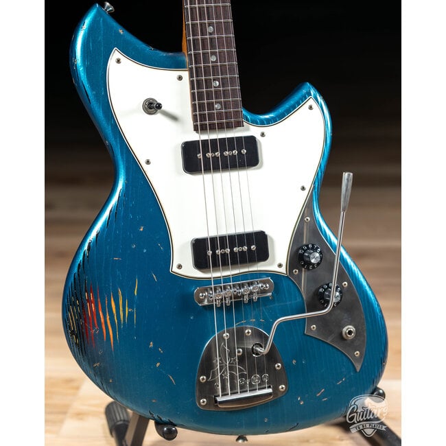 Novo Dealer Limited Nucleus Serus J Guitar – Lake Placid Blue over 3-Tone Burst