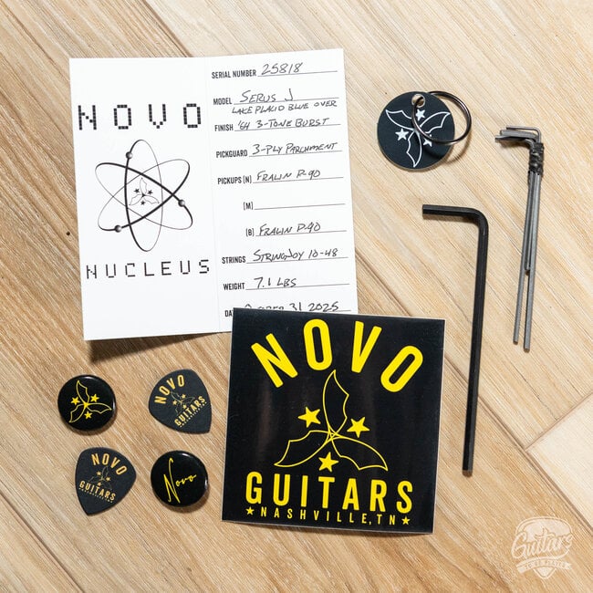 Novo Dealer Limited Nucleus Serus J Guitar – Lake Placid Blue over 3-Tone Burst