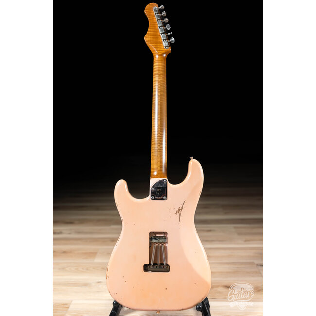 Shabat Lynx HSS Alder S-Style w/ Flame Roasted Maple & Stainless Frets – Shell Pink