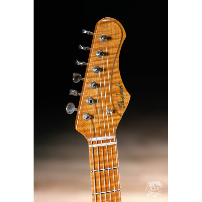 Shabat Lynx HSS Alder S-Style w/ Flame Roasted Maple & Stainless Frets – Shell Pink