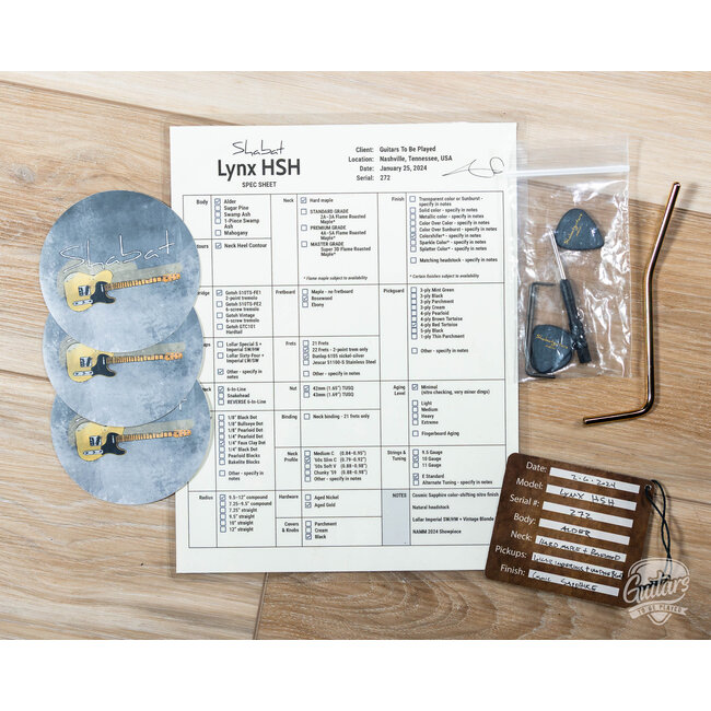 2024 Shabat Lynx HSH Alder S-Style w/ Rosewood & Gold Hardware – Cosmic Sapphire