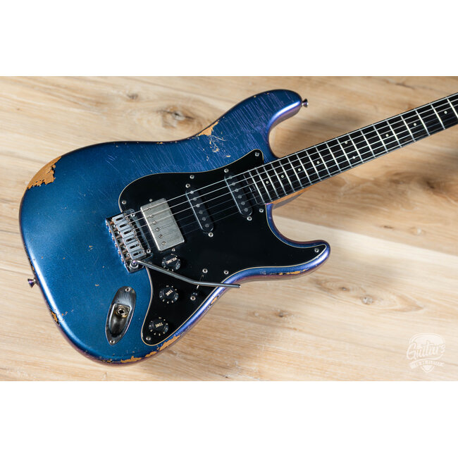 Shabat Lynx HSS Alder S-Style w/ Flame Roasted Maple & Ebony – Cosmic Blue