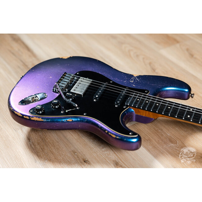 Shabat Lynx HSS Alder S-Style w/ Flame Roasted Maple & Ebony – Cosmic Blue