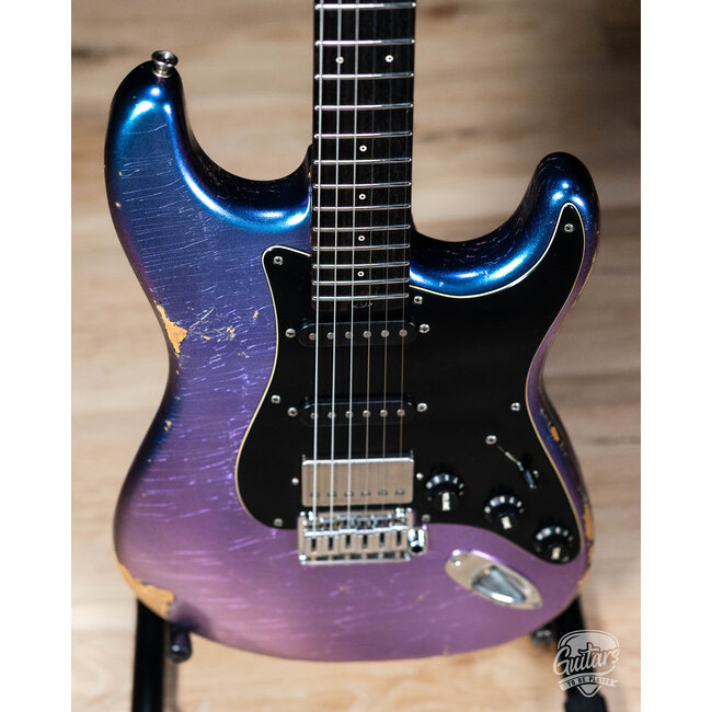 Shabat Lynx HSS Alder S-Style w/ Flame Roasted Maple & Ebony – Cosmic Blue