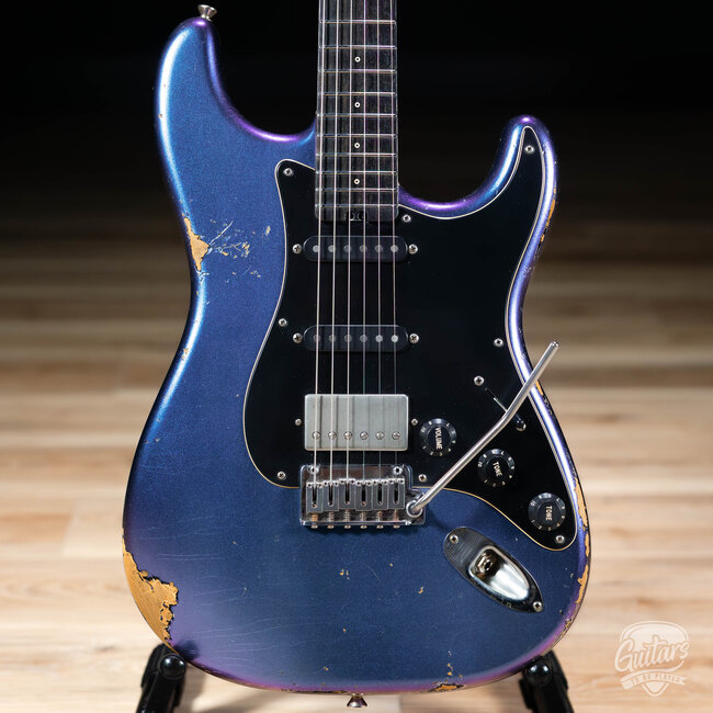 Shabat Lynx HSS Alder S-Style w/ Flame Roasted Maple & Ebony – Cosmic Blue